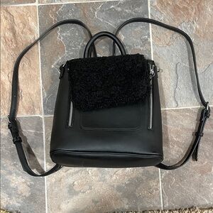 Francesca's Collections Black Backpack with Textured Flap